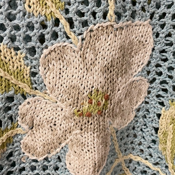 Vintage David Brooks Hand Knit Linen & Silk Blend Floral Print Sweater Size XL - Picture 6 of 6